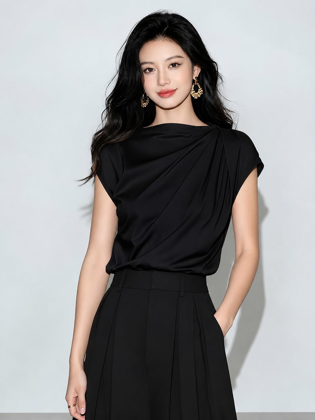 Áo lụa drape cao cấp - AS923 - Ảnh 5