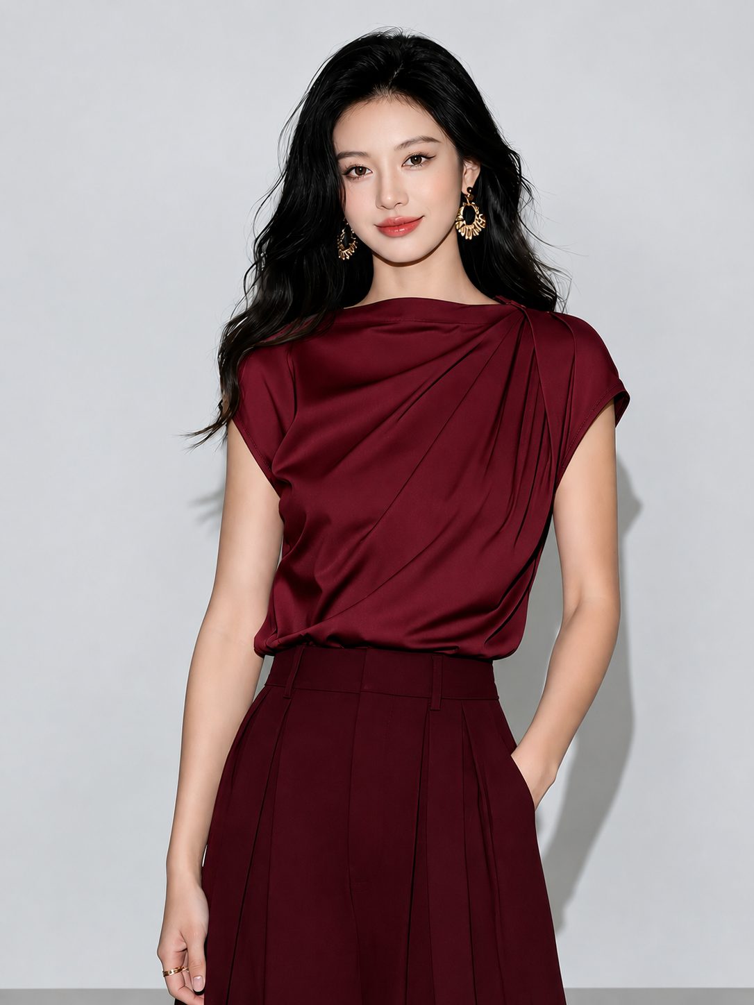 Áo lụa drape cao cấp - AS923 - Ảnh 4