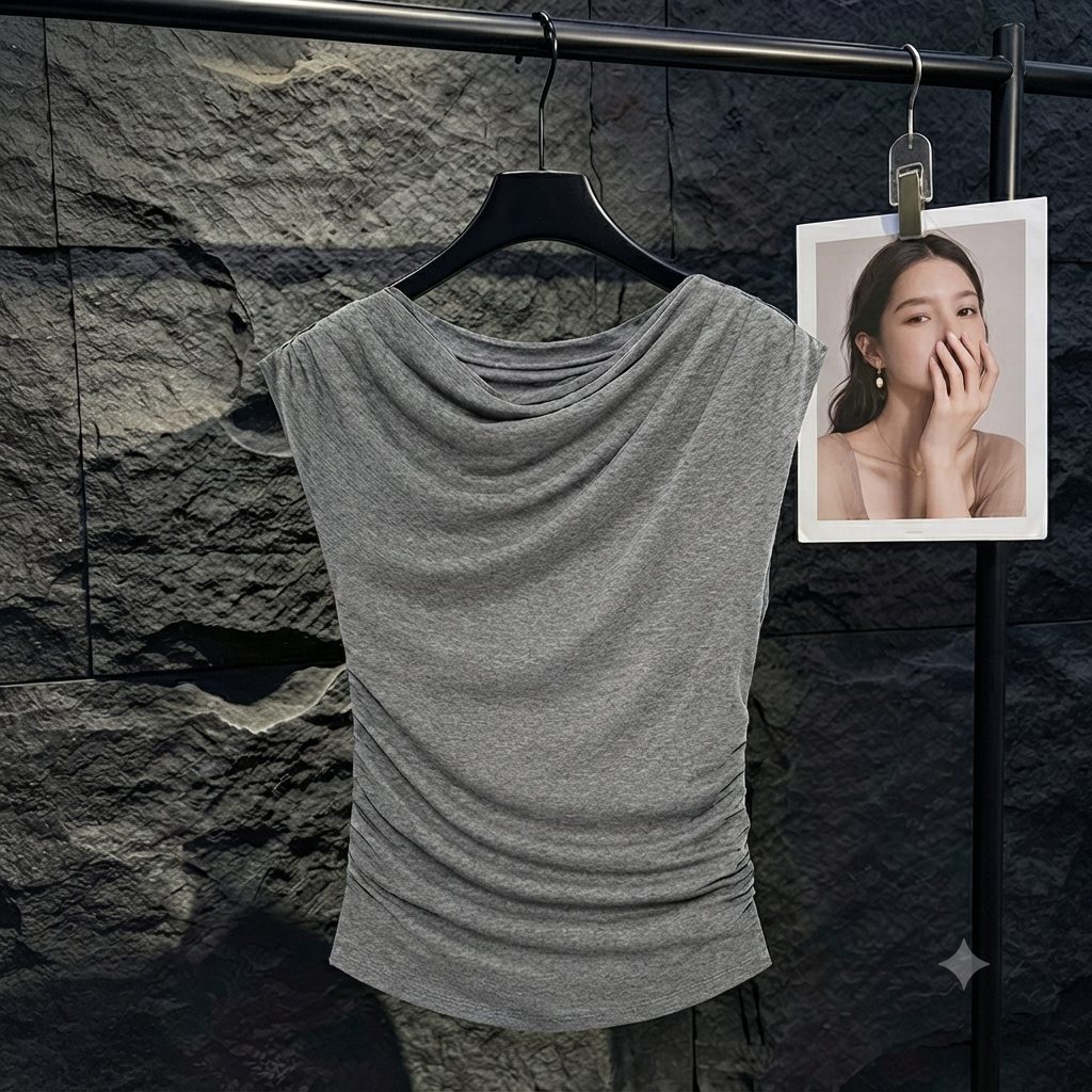 Áo Dáng Đổ Thanh Lịch Drape Grace Top - AS927 - Ảnh 3