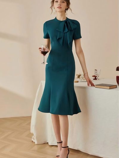 Đầm Nơ Cổ Sang Trọng - DK9142