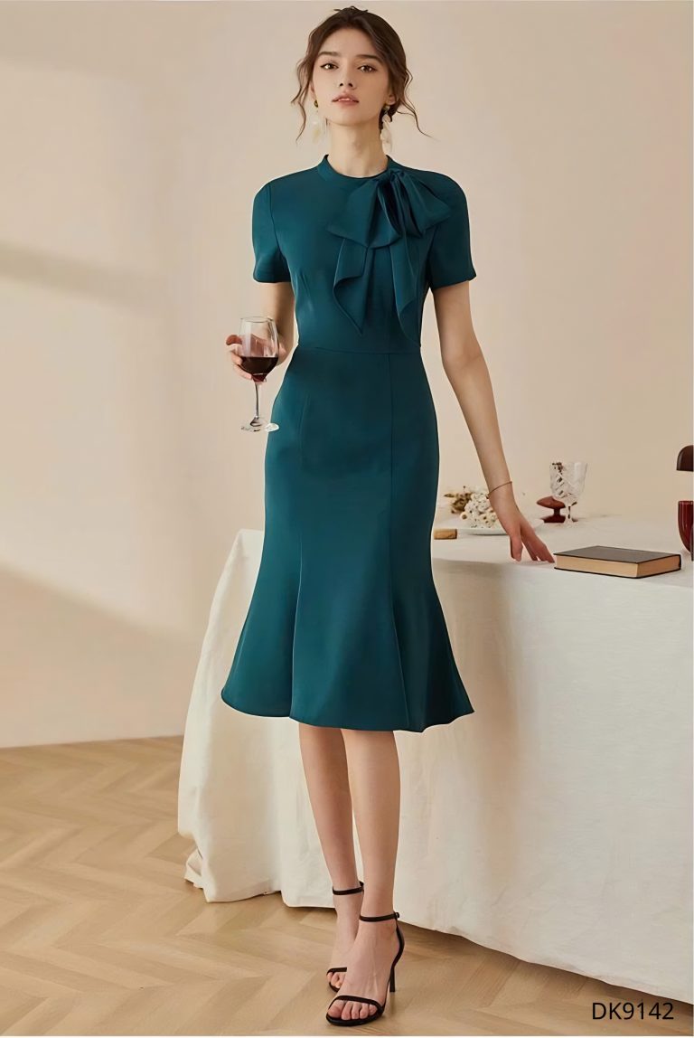 Đầm Nơ Cổ Sang Trọng - DK9142