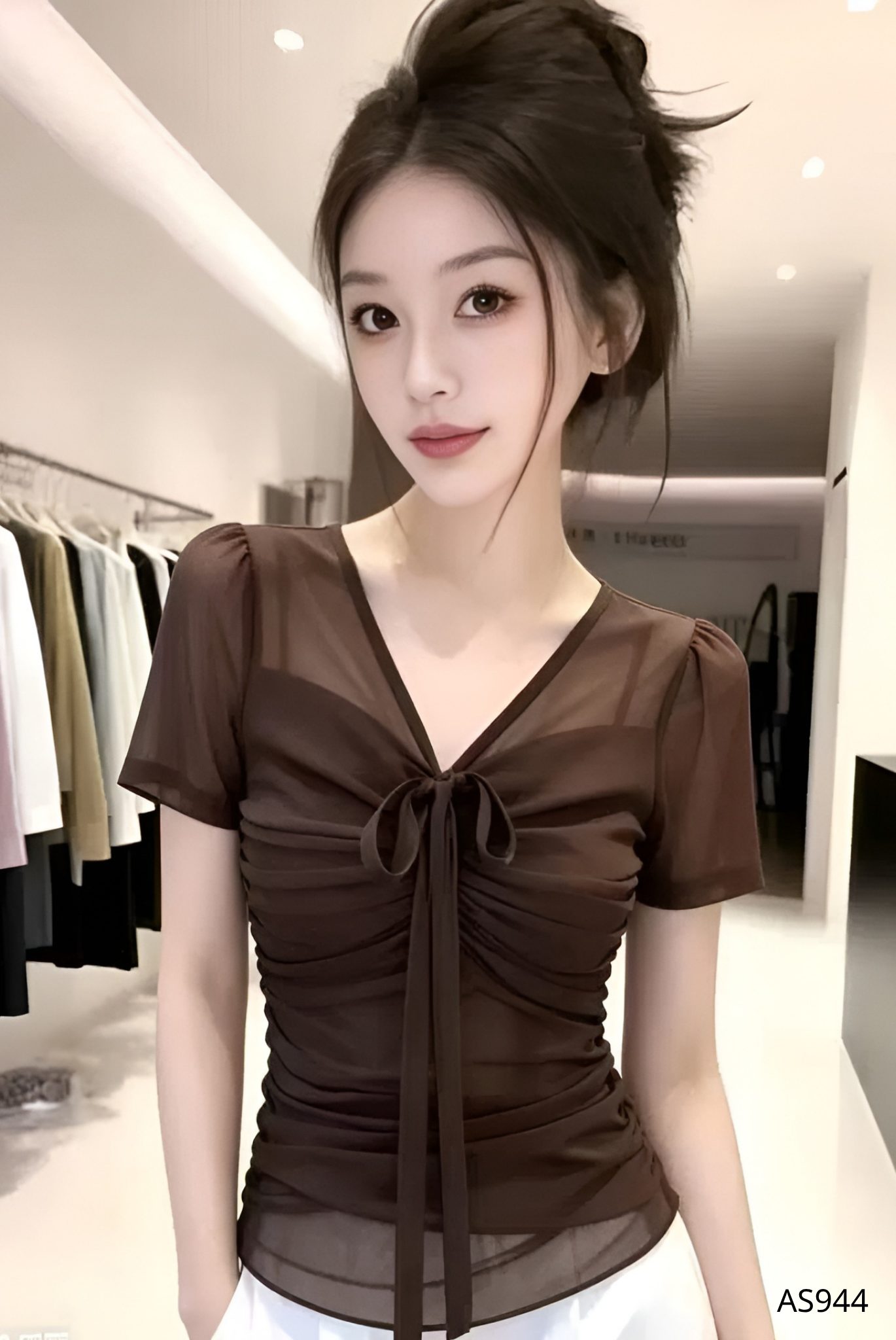 Áo Voan Thắt Nơ Kiêu Sa - AS944 - Ảnh 2