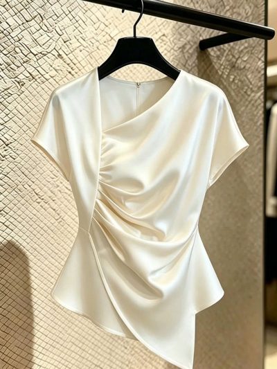 Áo Lụa Cổ Chéo Pure Ivory - AS950