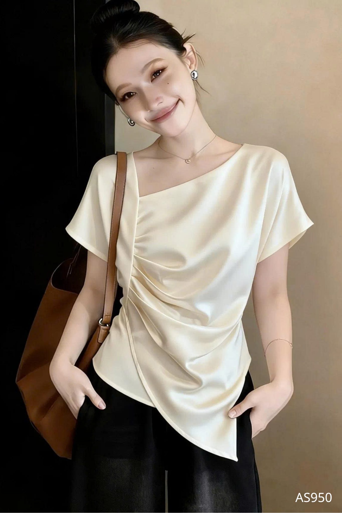 Áo Lụa Cổ Chéo Pure Ivory - AS950 - Ảnh 4