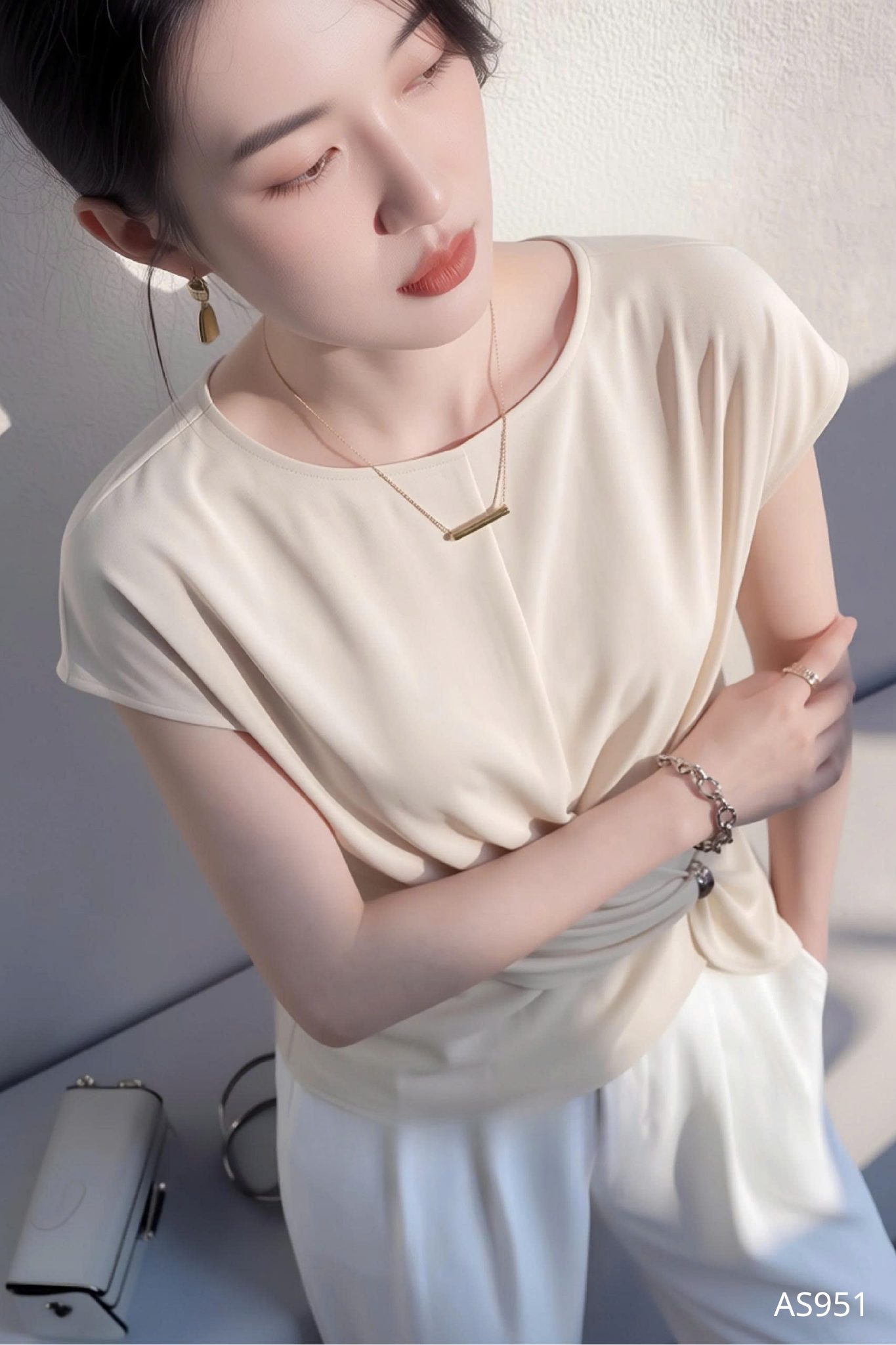 Áo Cổ Tròn Xếp Eo Tinh Tế - AS951 - Ảnh 4