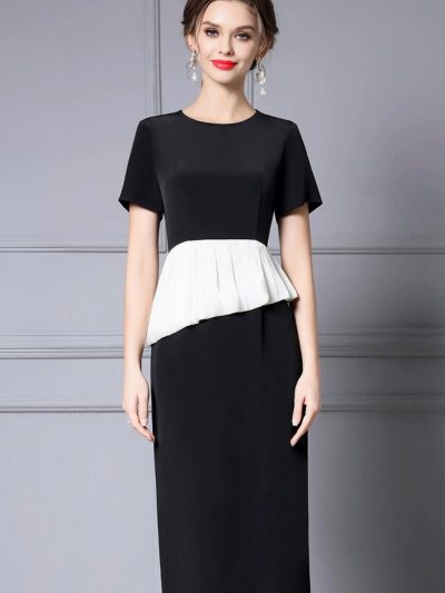 Đầm Peplum Phối Màu Thanh Lịch - DK9153