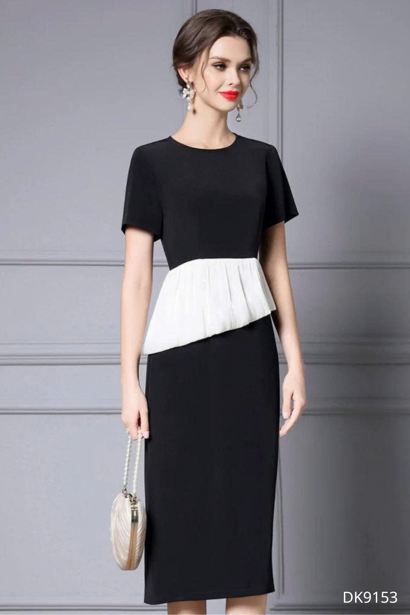 Đầm Peplum Phối Màu Thanh Lịch - DK9153 - Ảnh 2