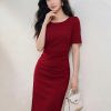 Đầm Midi Ôm Dáng Cổ Thuyền - DK9164