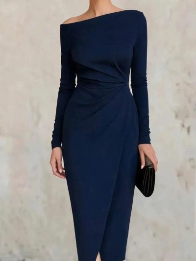 Đầm Ôm Body Lệch Vai Xếp Nhún Eo Tôn Dáng Cao Cấp - DK9179