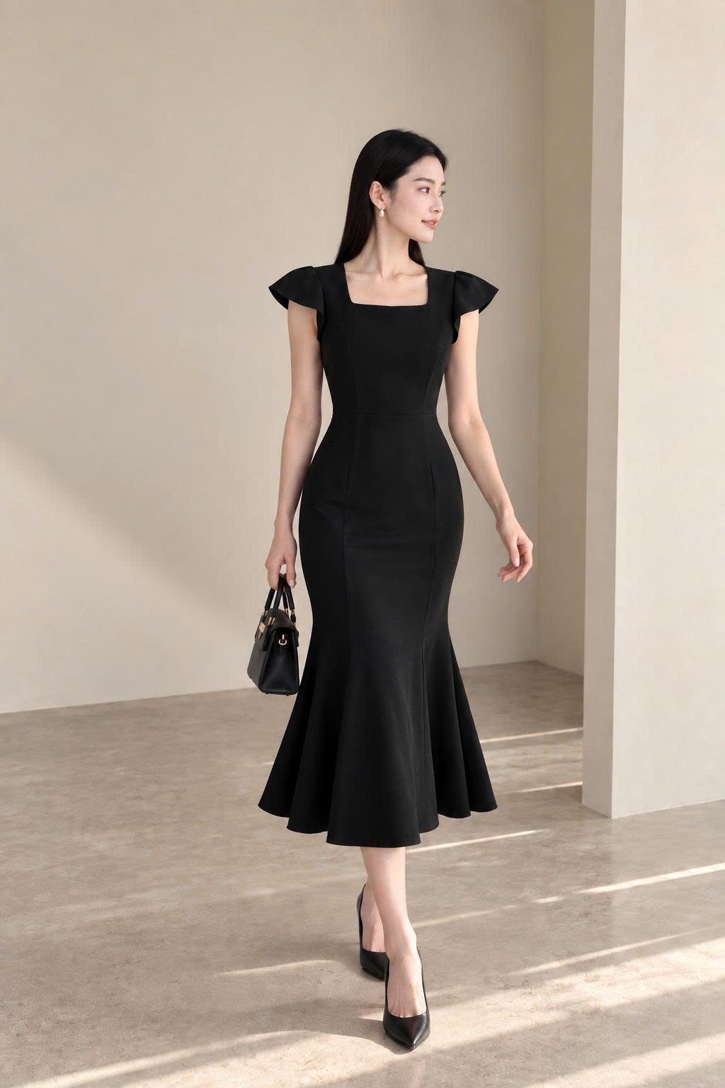 Đầm Midi Đen Đuôi Cá Sang Trọng - DK9184 - Ảnh 2