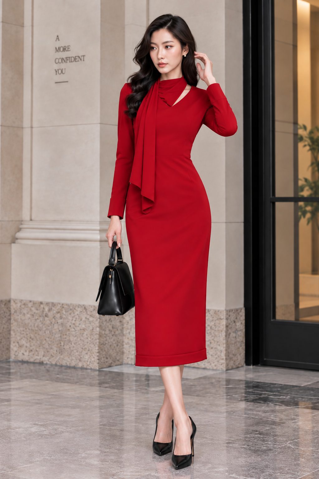 Đầm Khăn Cổ Dáng Ôm - DK9180 - Ảnh 2