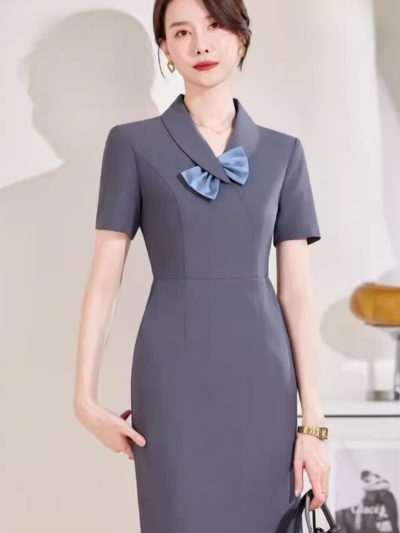 Đầm Công Sở Dáng Chữ A Phối Nơ Cách Điệu - DK8708