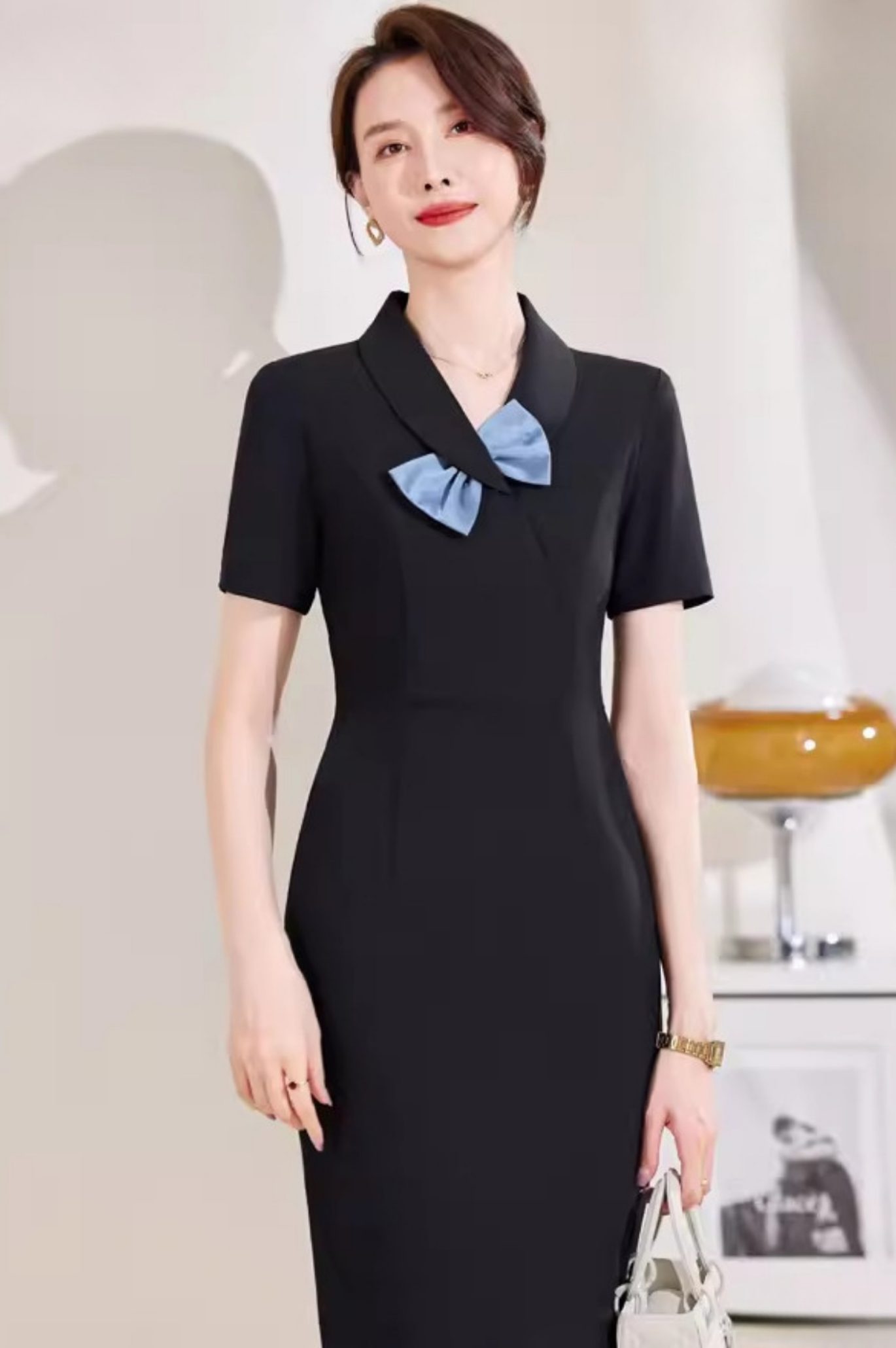 Đầm Công Sở Dáng Chữ A Phối Nơ Cách Điệu - DK8708 - Ảnh 2