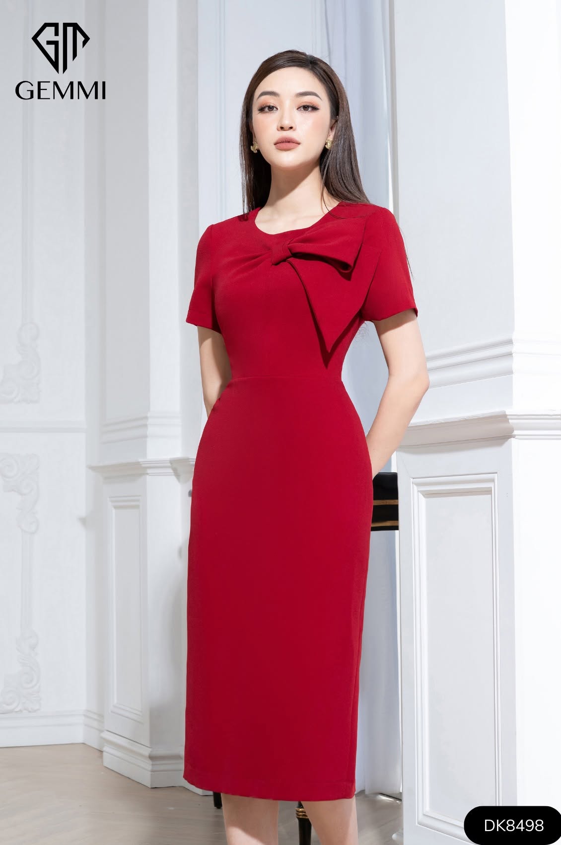Đầm công sở nơ ngực GEMMI - DK8498 - Ảnh 5