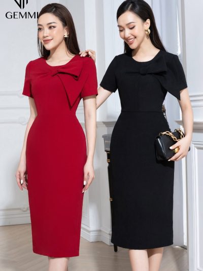 Đầm công sở nơ ngực GEMMI - DK8498