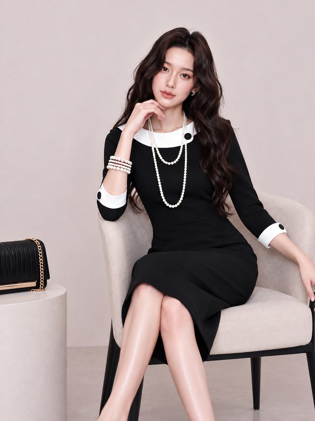 Đầm Cổ Trắng Thanh Lịch GEMMI - DK9181 - Ảnh 4