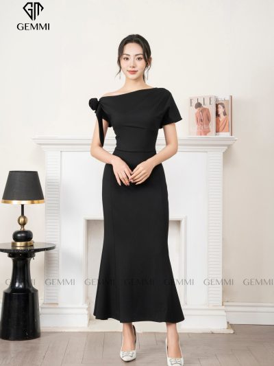 Đầm Ôm Đuôi Cá Dáng Dài Phối Nơ Kiêu Sa, DK8744
