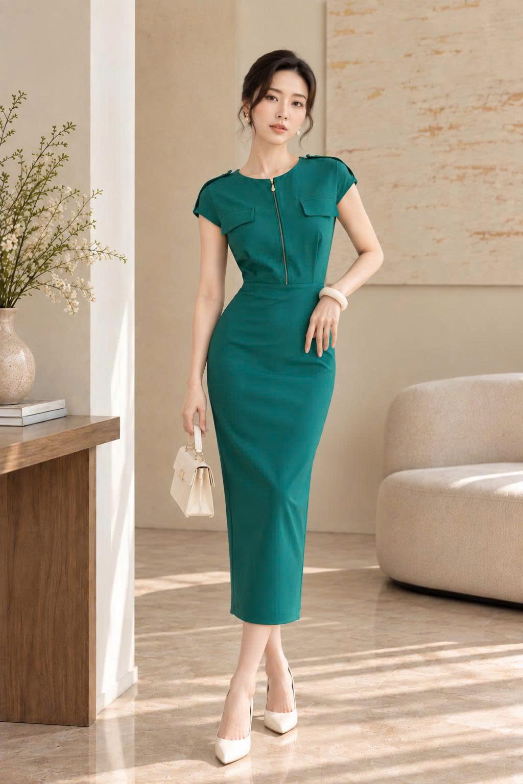 Đầm Công Sở Thiết Kế Cổ Tròn Thanh Lịch - DK9196 - Ảnh 2