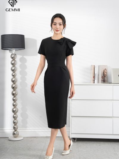 Đầm Công Sở Dáng Ôm Gắn Nơ Vai, DK8729
