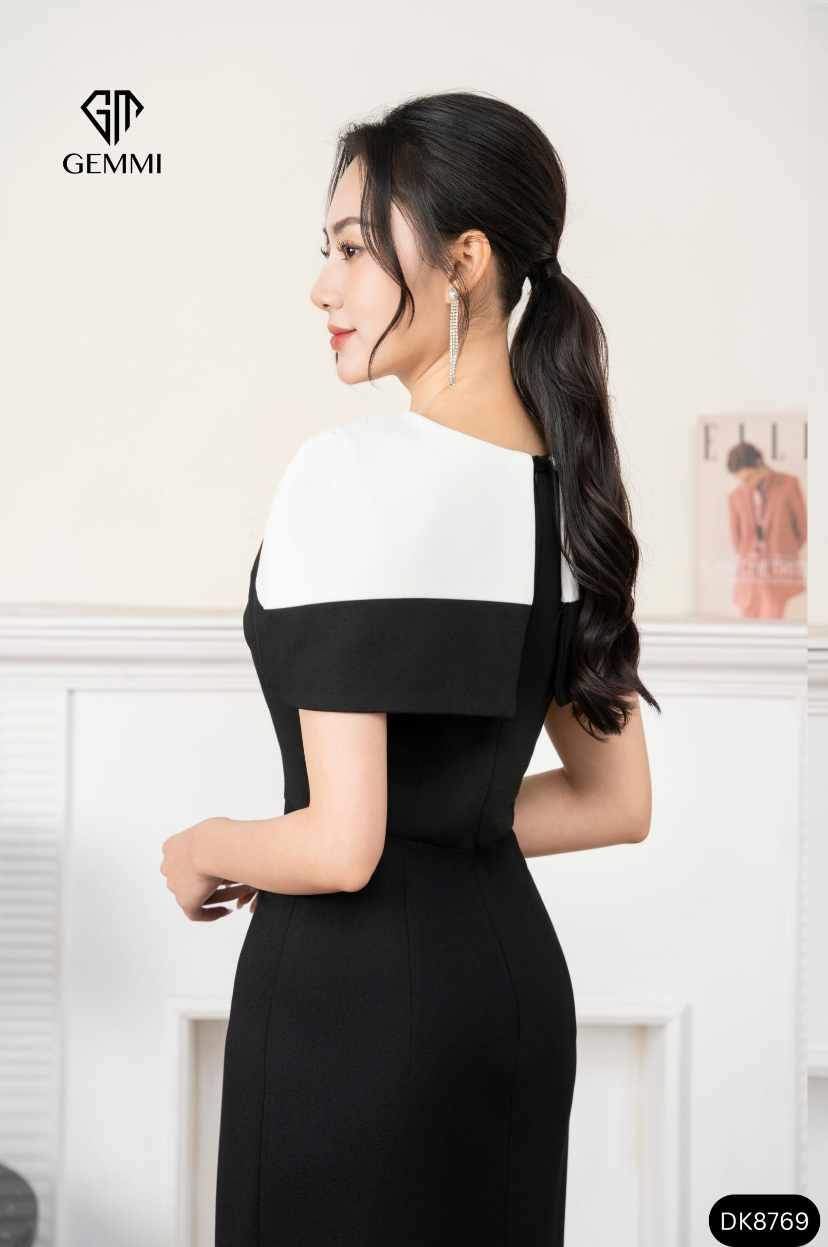 Đầm Liền Thân Midi Phối Vai Tiểu Thư - DK8769 - Ảnh 4