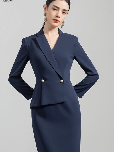 Đầm Công Sở Cổ Vest Peplum Sang Trọng - DK8779