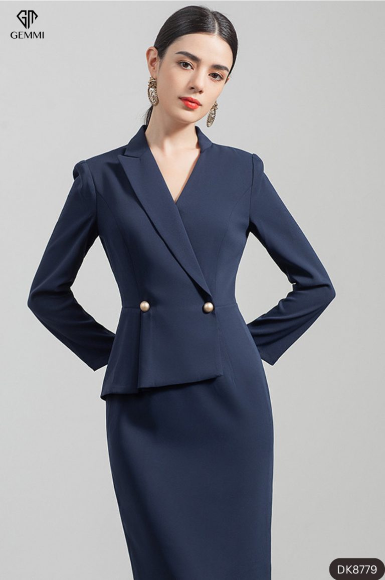 Đầm Công Sở Cổ Vest Peplum Sang Trọng - DK8779
