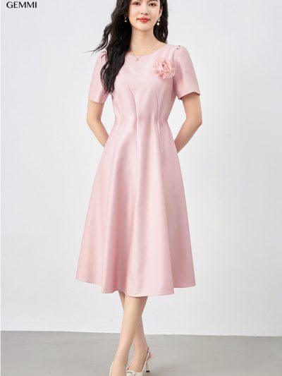 Đầm Hồng Dáng Xoè Thiết Kế Đính Hoa - DK8768