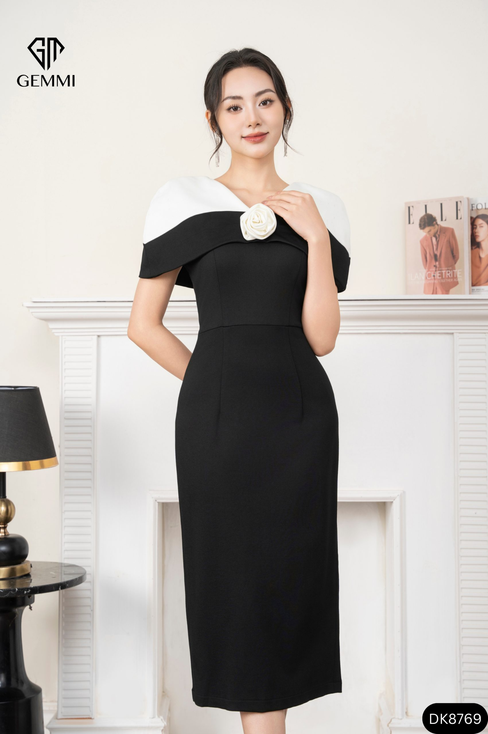 Đầm Liền Thân Midi Phối Vai Tiểu Thư - DK8769 - Ảnh 2