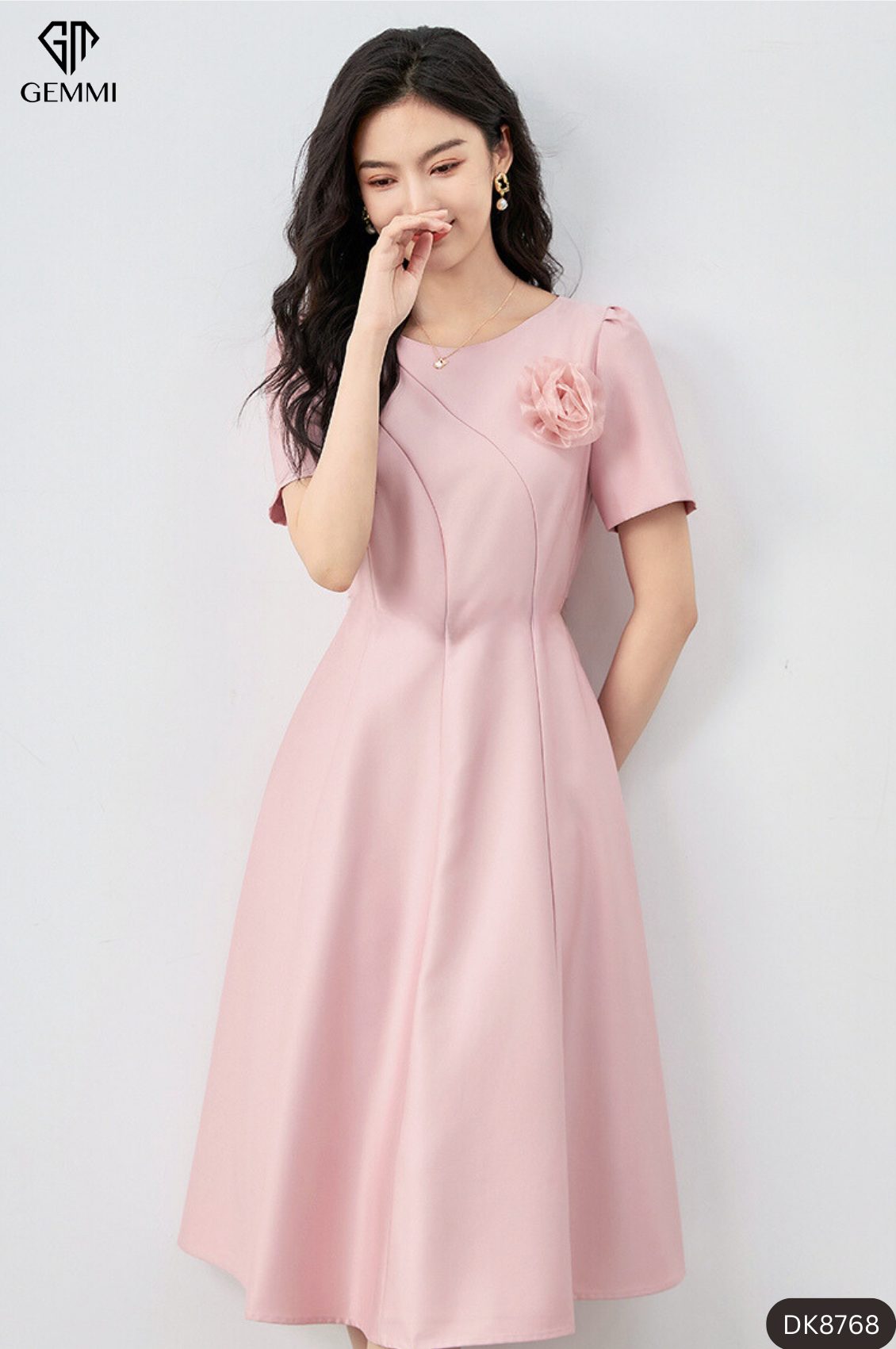Đầm Hồng Dáng Xoè Thiết Kế Đính Hoa - DK8768 - Ảnh 2