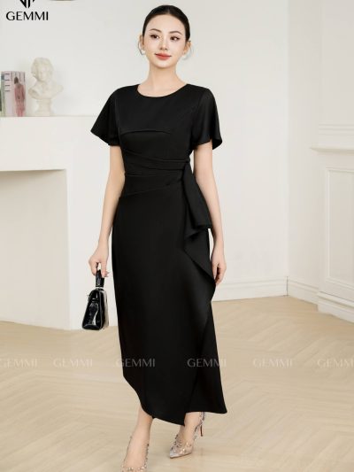 Đầm Dáng Ôm Midi Cổ Tròn Tôn Dáng, DK8680
