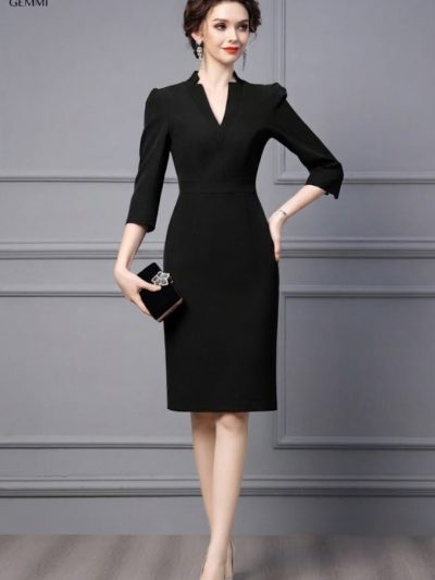 Đầm Thiết Kế Dáng Ôm Cổ V, DK8778