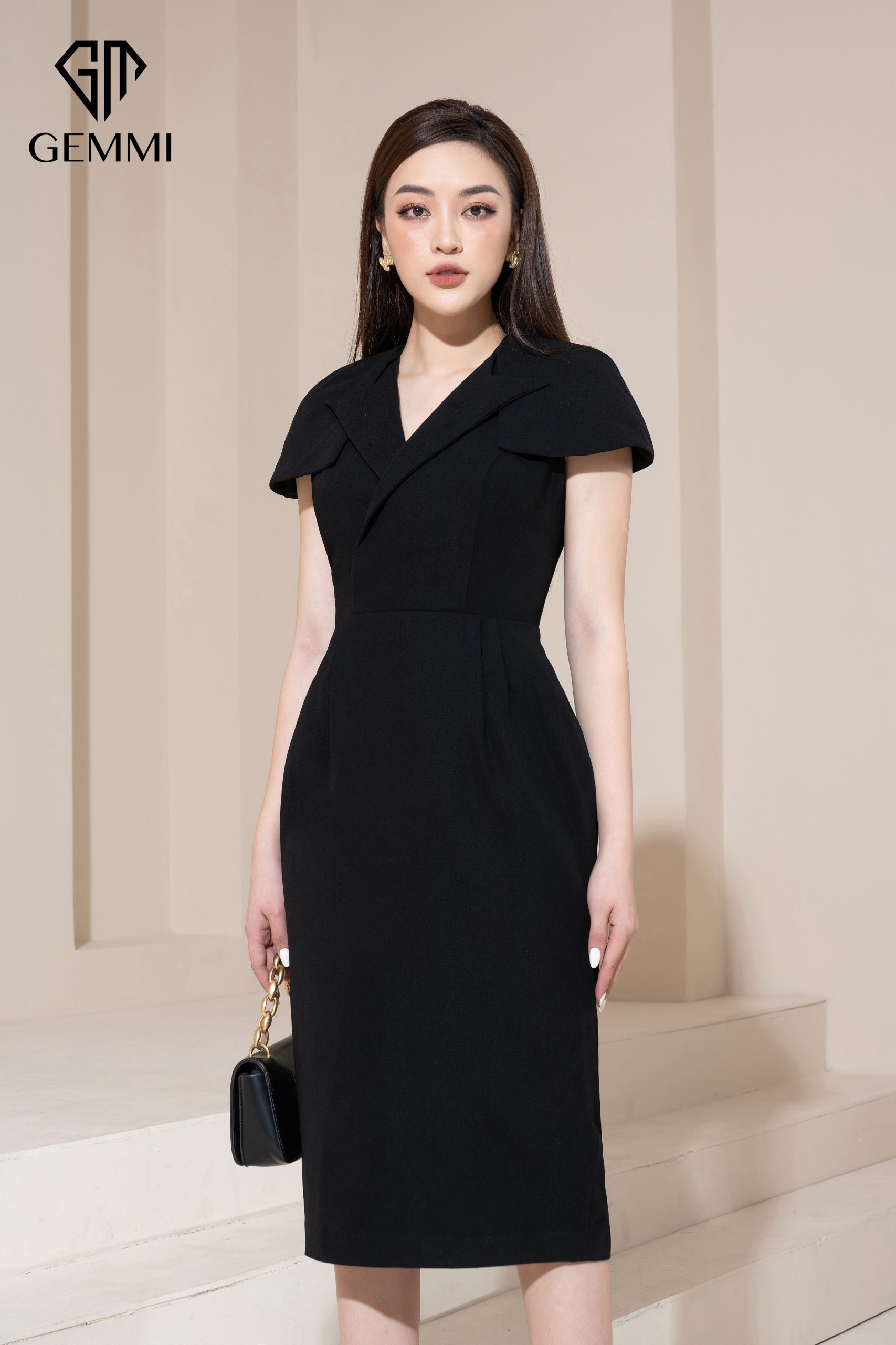 Đầm Midi Ôm Body Cổ V Xếp Lớp, DK8486 - Ảnh 4